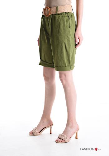 Cotton Bermuda with belt with elastic with pockets - ph 3