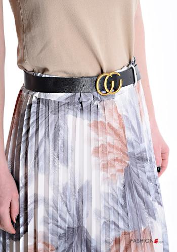Jupe plissé imprimé avec ceinture avec élastique - ph 4