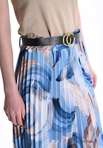 Jupe plissé Longuette imprimé avec ceinture avec élastique - ph 4