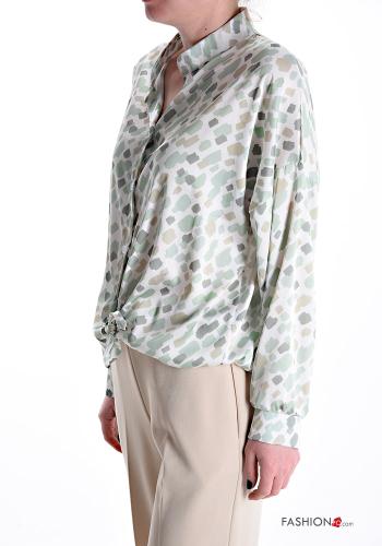 Patterned Shirt with v-neck with knot - ph 3