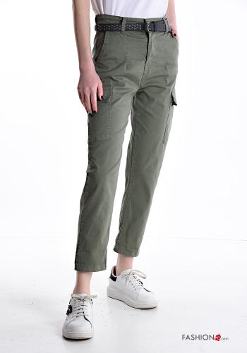 Pantalones de Algodón con cinturón con bolsillos - ph 1