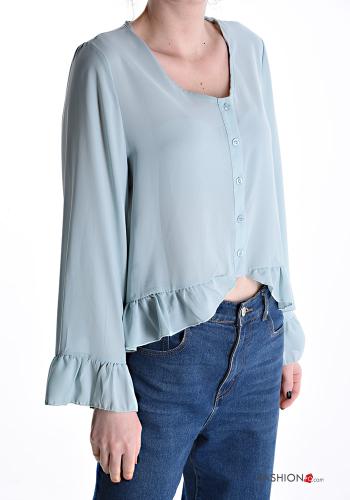 Camisa curto com folhos gola V - ph 1