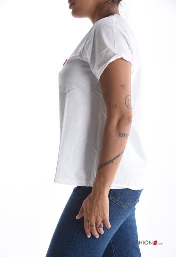 Lettering print short sleeve crew neck Cotton T-shirt - ph 3