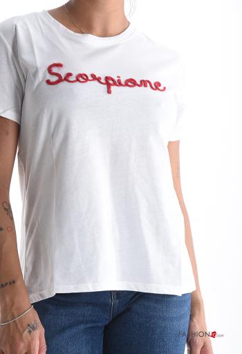 Lettering print short sleeve crew neck Cotton T-shirt - ph 4