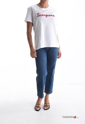 Lettering print short sleeve crew neck Cotton T-shirt - ph 5