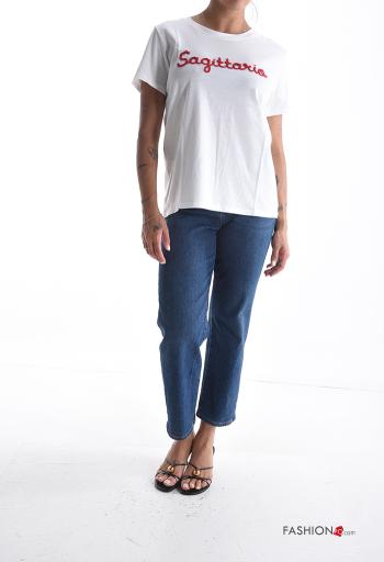 T-shirt in Cotone maniche corte girocollo Fantasia scritta - ph 5