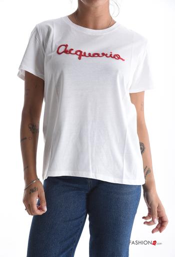 T-shirt in Cotone maniche corte girocollo Fantasia scritta