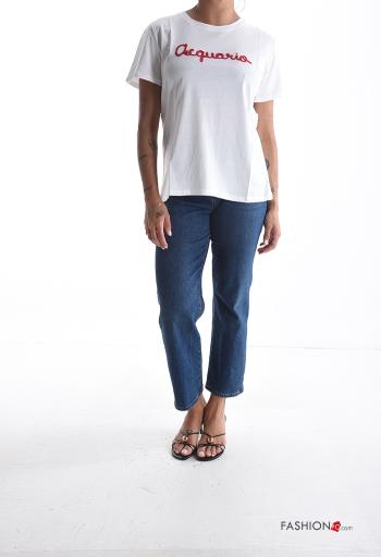 T-shirt in Cotone maniche corte girocollo Fantasia scritta - ph 5