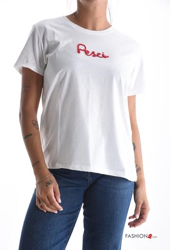 T-shirt in Cotone maniche corte girocollo Fantasia scritta