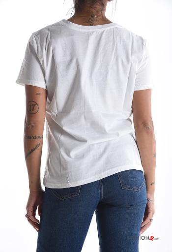 T-shirt in Cotone maniche corte girocollo Fantasia scritta - ph 2