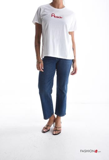 T-shirt in Cotone maniche corte girocollo Fantasia scritta - ph 5