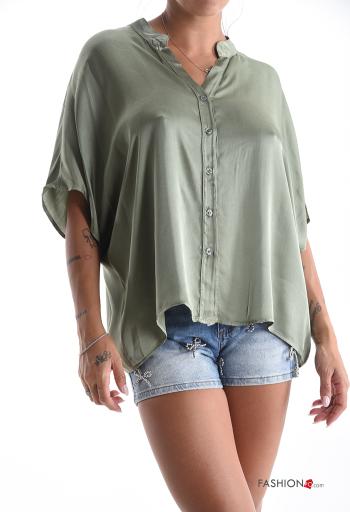 Camicia raso maniche corte con bottoni