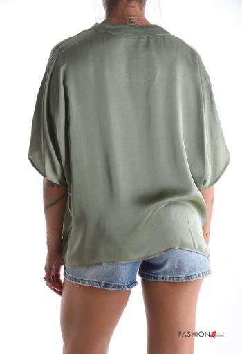 Camicia raso maniche corte con bottoni - ph 2