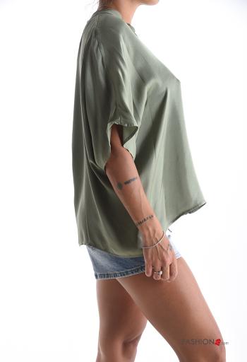 Camicia raso maniche corte con bottoni - ph 3