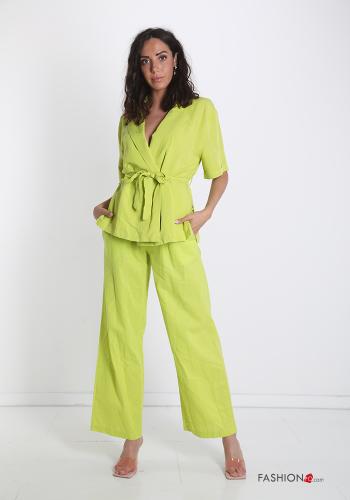 Tailleur in Lino  con cintura con tasche - ph 1
