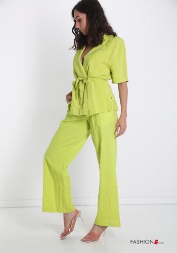 Tailleur in Lino  con cintura con tasche - ph 3