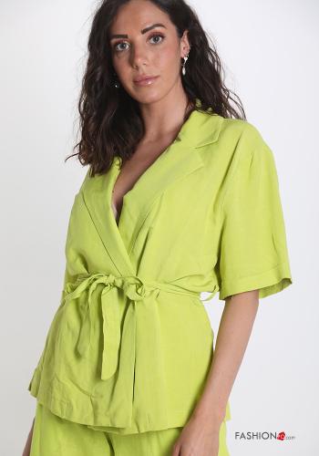 Tailleur in Lino  con cintura con tasche - ph 4