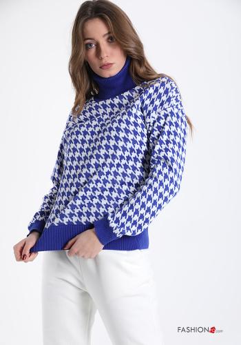 Hahnentritt Muster Rollkragen- Strickpullover - ph 1