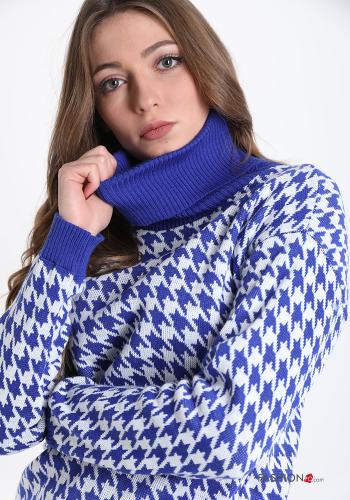 Hahnentritt Muster Rollkragen- Strickpullover - ph 4