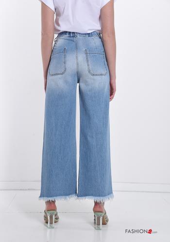 Calças de ganga em Algodão boca de sino com bolsos com franjas - ph 2