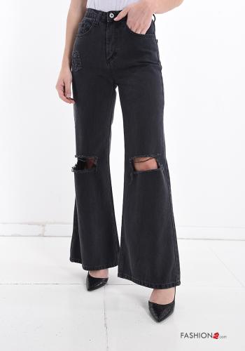 flared Cotton Jeans with pockets - ph 1