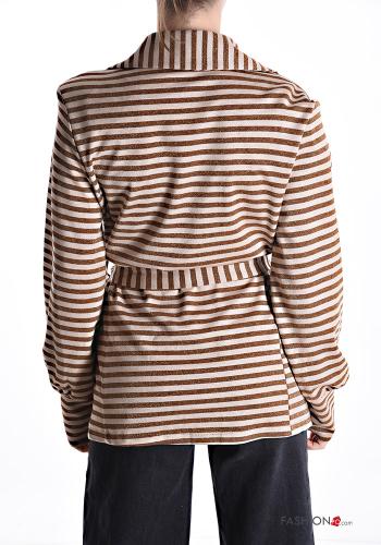 Streifenmuster Lurex Jacke mit Gürtel - ph 2