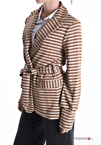 Streifenmuster Lurex Jacke mit Gürtel - ph 3