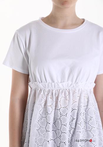 T-shirt in Cotone in pizzo sangallo - ph 4
