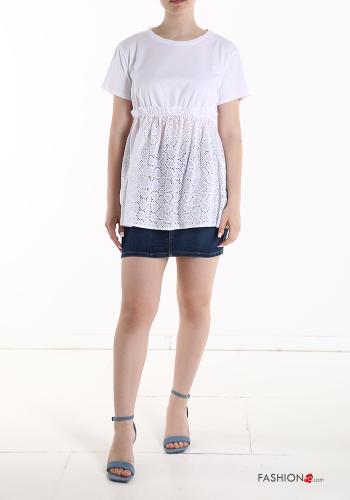 T-shirt in Cotone in pizzo sangallo - ph 5