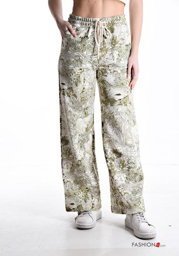 Floral napped Cotton Joggers with drawstring with elastic with pockets