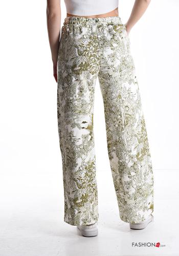 Pantalone sportivo in Cotone garzato Fantasia floreale con elastico con tasche con coulisse - ph 2