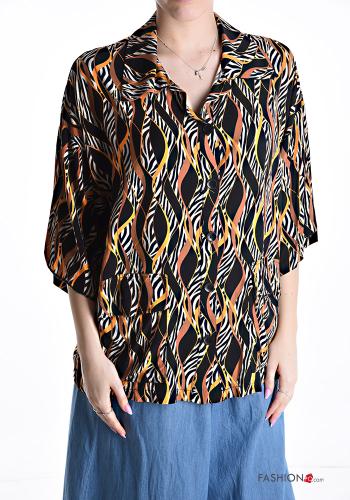 Camicia Fantasia optical con bottoni maniche a tre quarti - ph 1