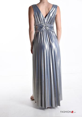 Robe longue à dos nu métallique à col en V avec élastique - ph 2