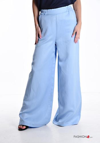 Pantalone in Lino a zampa con tasche con elastico