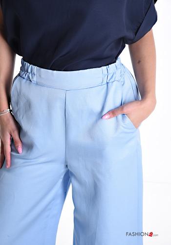 ausgestellte Hose aus Leinen mit Taschen mit gummizug - ph 4