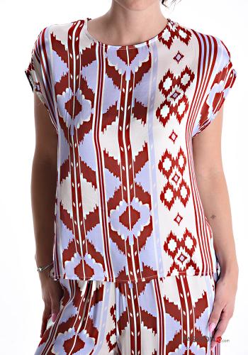 Blusa maniche corte girocollo Fantasia geometrica - ph 1
