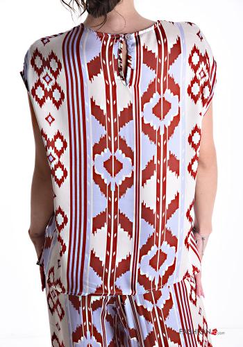 Blusa maniche corte girocollo Fantasia geometrica - ph 2