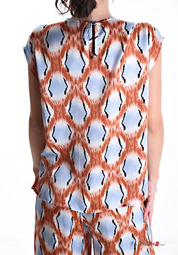 Blouse manches courtes col rond Imprimé abstrait - ph 2