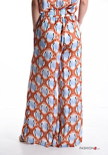 Abstrakte Muster wide leg Hose mit Taschen mit gummizug - ph 2