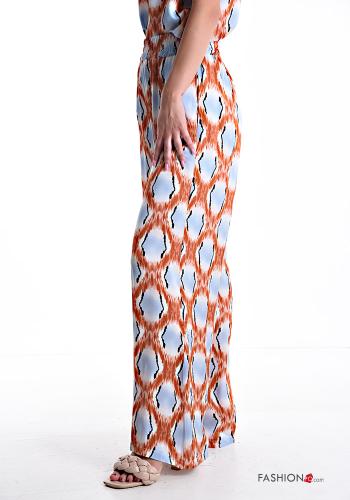 Abstrakte Muster wide leg Hose mit Taschen mit gummizug - ph 3