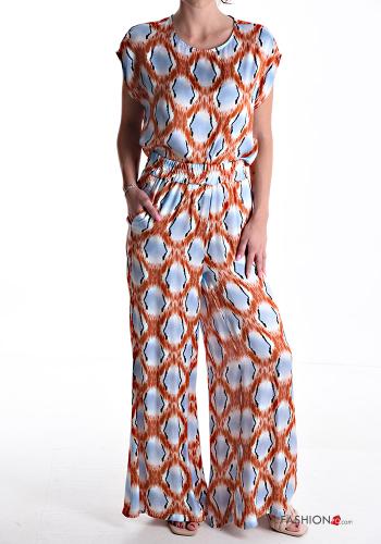 Abstrakte Muster wide leg Hose mit Taschen mit gummizug - ph 5
