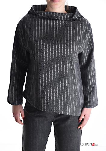 Blouse en Coton Imprimé à rayures à col roulé