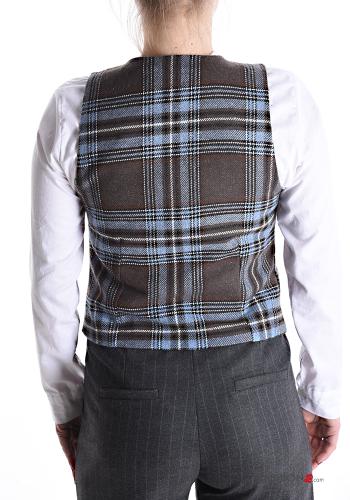Tartan-Muster Weste aus Wollmischung mit Knöpfen - ph 2