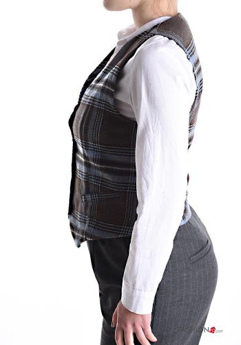 Tartan-Muster Weste aus Wollmischung mit Knöpfen - ph 3