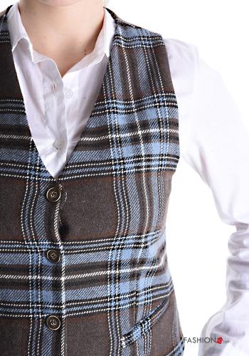 Tartan-Muster Weste aus Wollmischung mit Knöpfen - ph 4