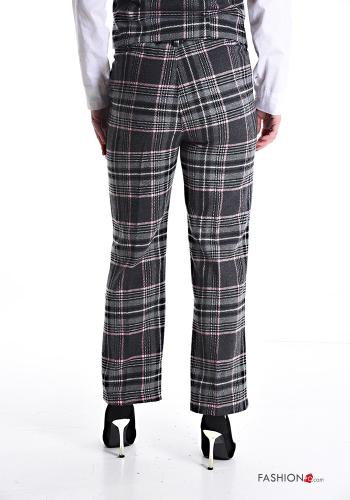 Tartan-Muster Hose aus Wollmischung mit Taschen - ph 2
