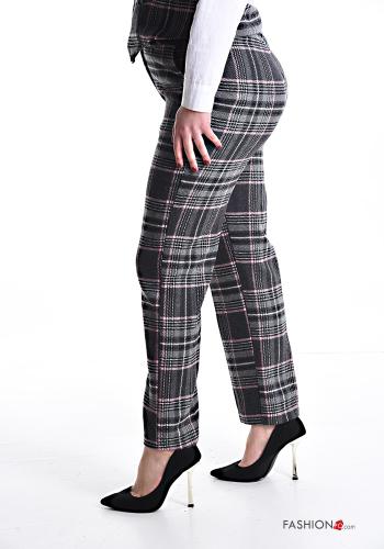Tartan-Muster Hose aus Wollmischung mit Taschen - ph 3