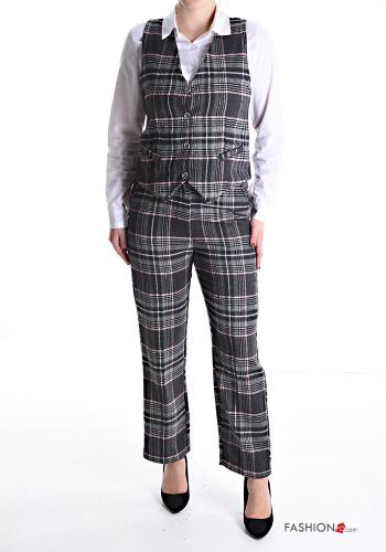 Tartan-Muster Hose aus Wollmischung mit Taschen - ph 5
