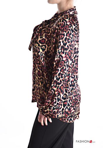 Tiermuster Bluse mit Schleife - ph 3