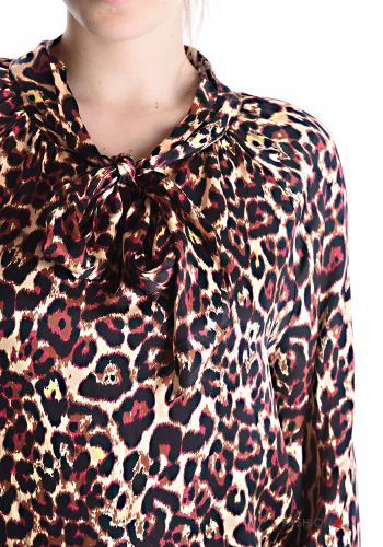 Tiermuster Bluse mit Schleife - ph 4